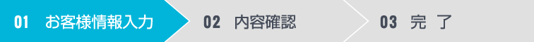 01 お客様情報入力 02 内容確認 03 完  了
